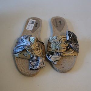 NWT Womens Bululu Metallic Silver Gold Bandana Satin Espadrille Sandal 41 US/11*